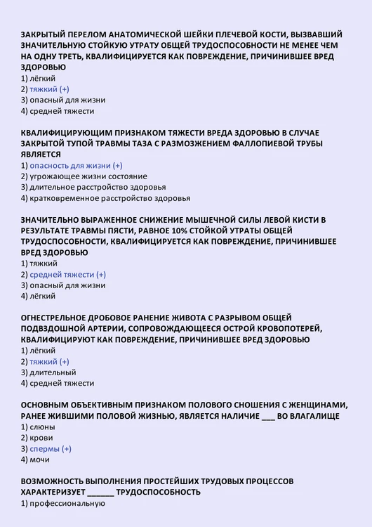 Судебно-медицинская экспертиза - тесты с ответами